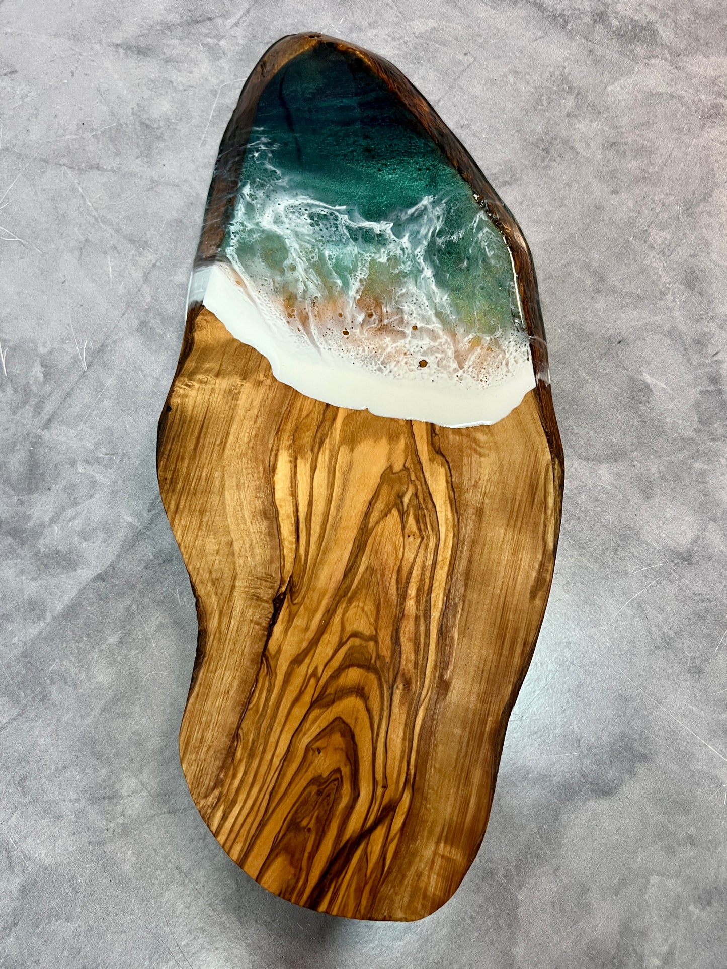 Beach Wave Charcuterie Board - Olive Wood 10”-12” Mediterranean