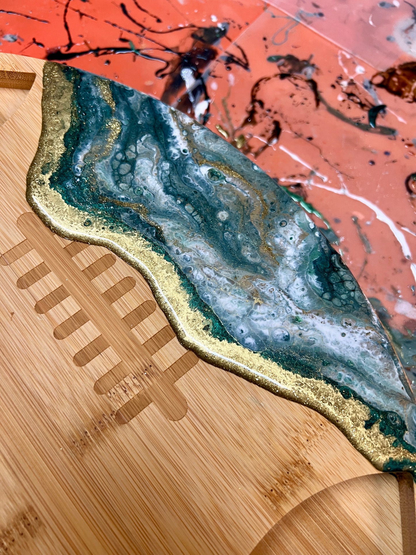 Bamboo - Football - Charcuterie Board, 2 Sauce Dishes & 4 Utensils Set