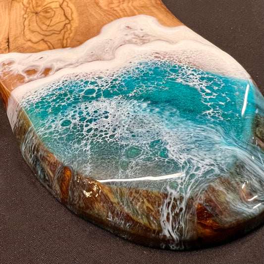 **SOLD** Beach Wave Charcuterie Board - Small Olive Wood