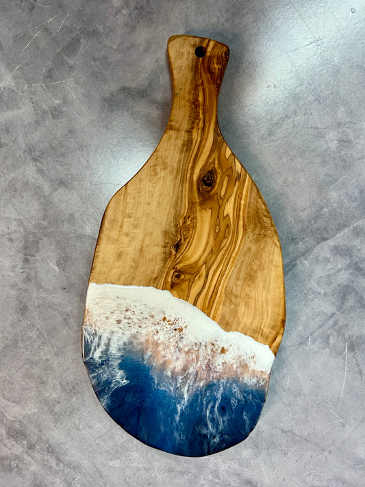 Beach Wave Charcuterie Board - Olive Wood 10”-12” w/handle Pacific