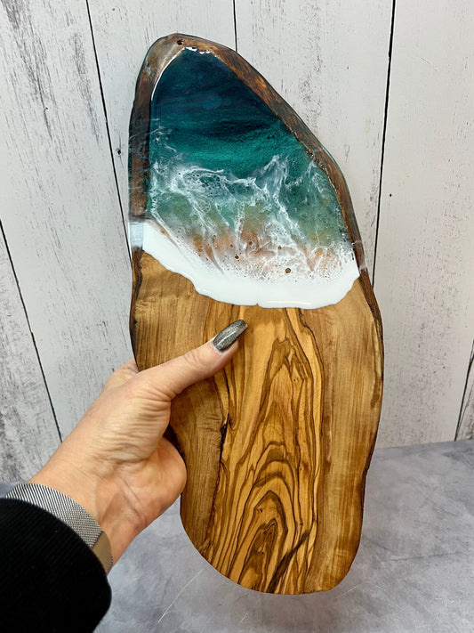 Coastal - Olive Wood Charcuterie Board - 10”-12” - Mediterranean Sea