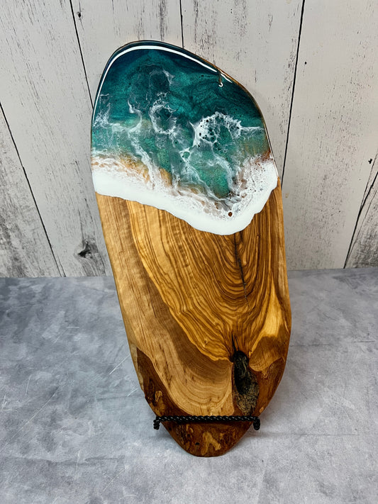 ***SOLD*** Beach Wave Charcuterie Board - Olive Wood 10”-12” Mediterranean
