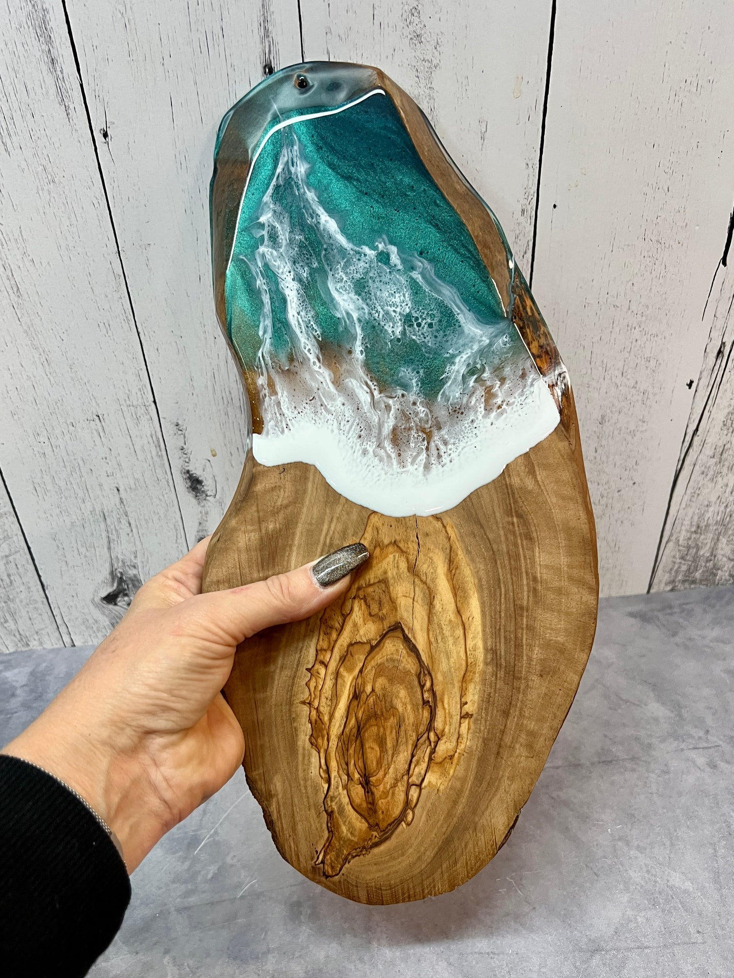 **SOLD** Beach Wave Charcuterie Board - Olive Wood 10”-12” Mediterranean