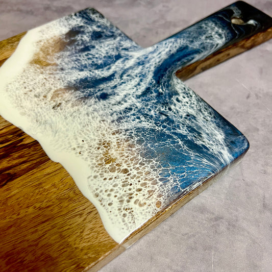 ***SOLD*** Black Sea Beach Wave Charcuterie Board - Long w/Handle II