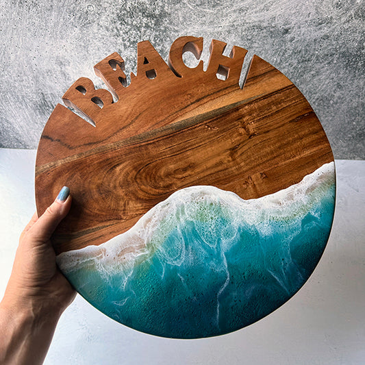 "Beach" Resin Finished Serving Board