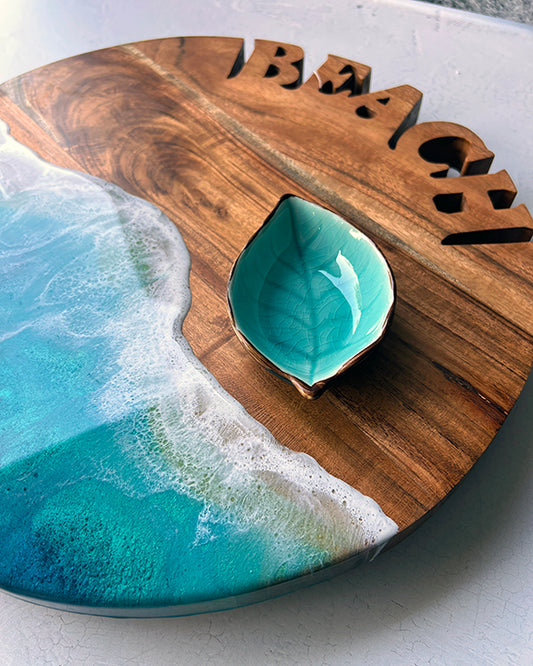 "Beach" Resin Finished Serving Board