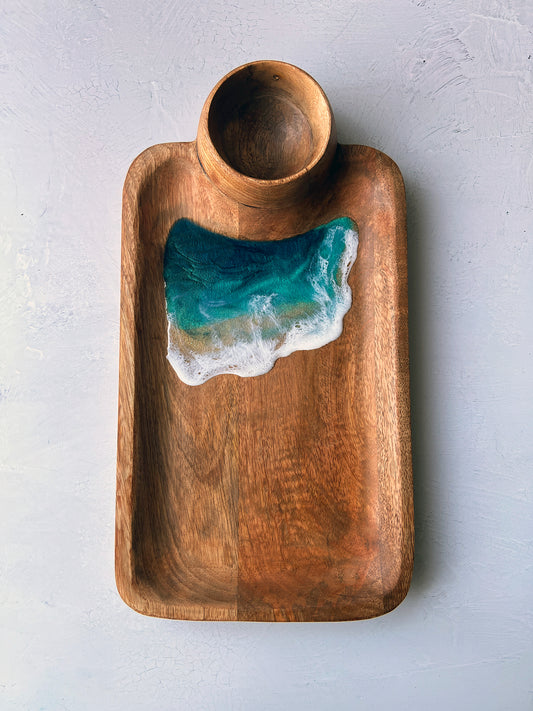 Ocean - Resin Finished Charcuterie Tray w/dish