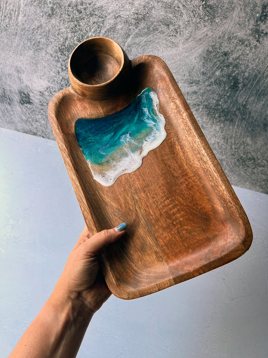Ocean - Resin Finished Charcuterie Tray w/dish