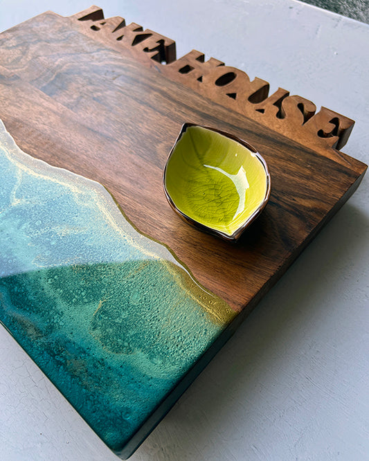 "Lake House" Resin Finished Serving Board