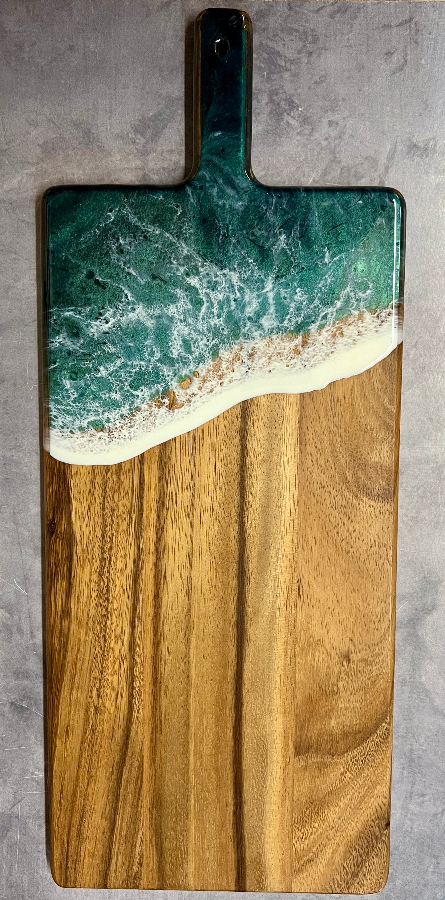 Long Acacia - Beach Wave - Charcuterie Board w/handle