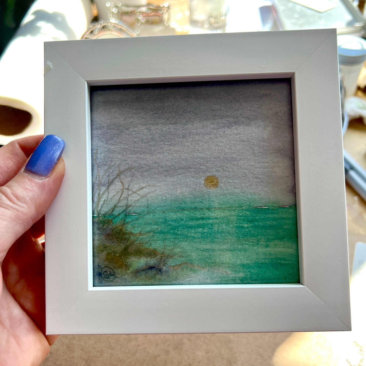 Miniature Framed Seascape/Landscape - 4"x4"
