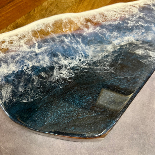 Black Sea Beach Wave Charcuterie Board - Lg w/Handle