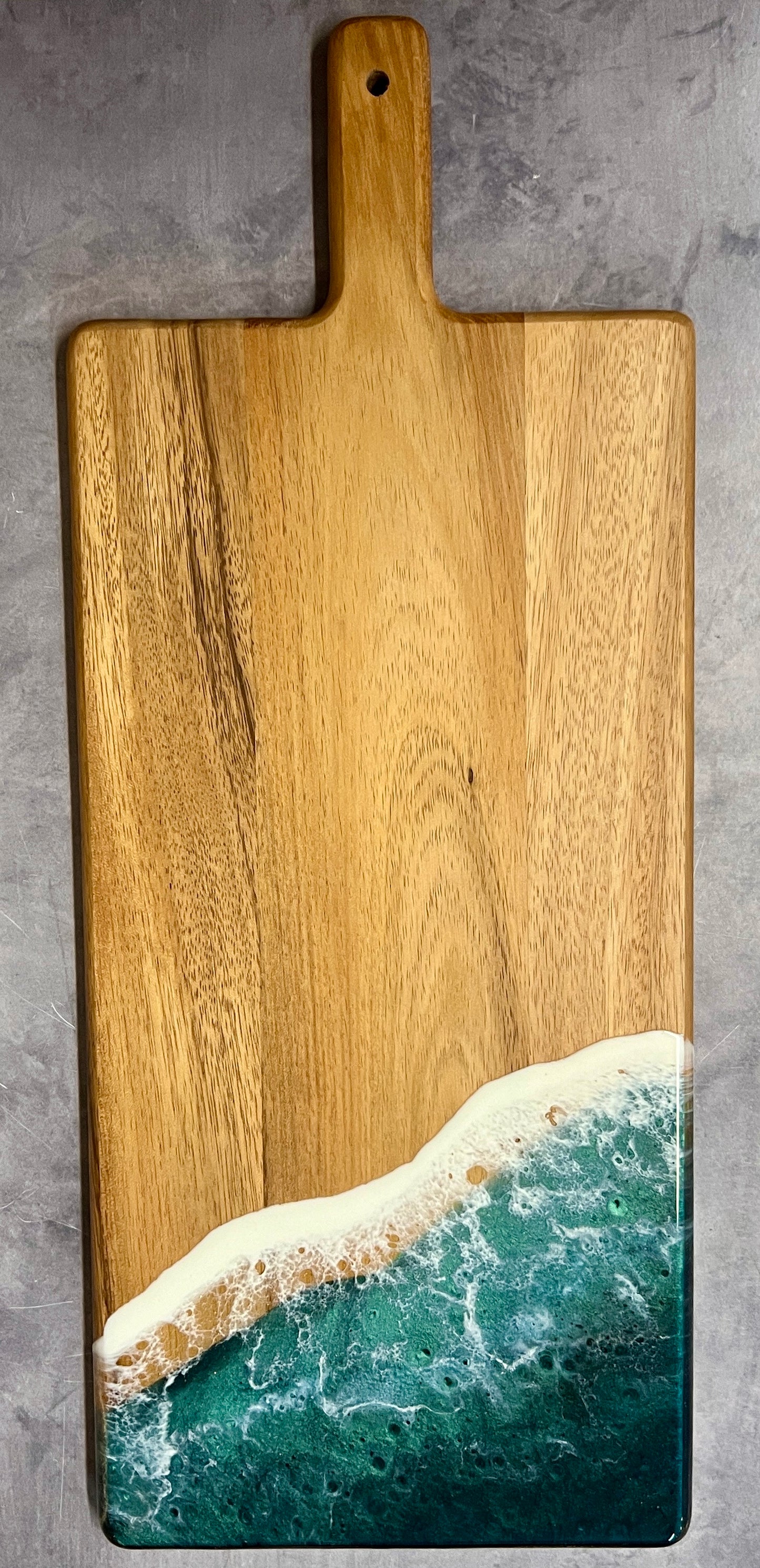 Long Acacia - Beach Wave - Charcuterie Board w/handle