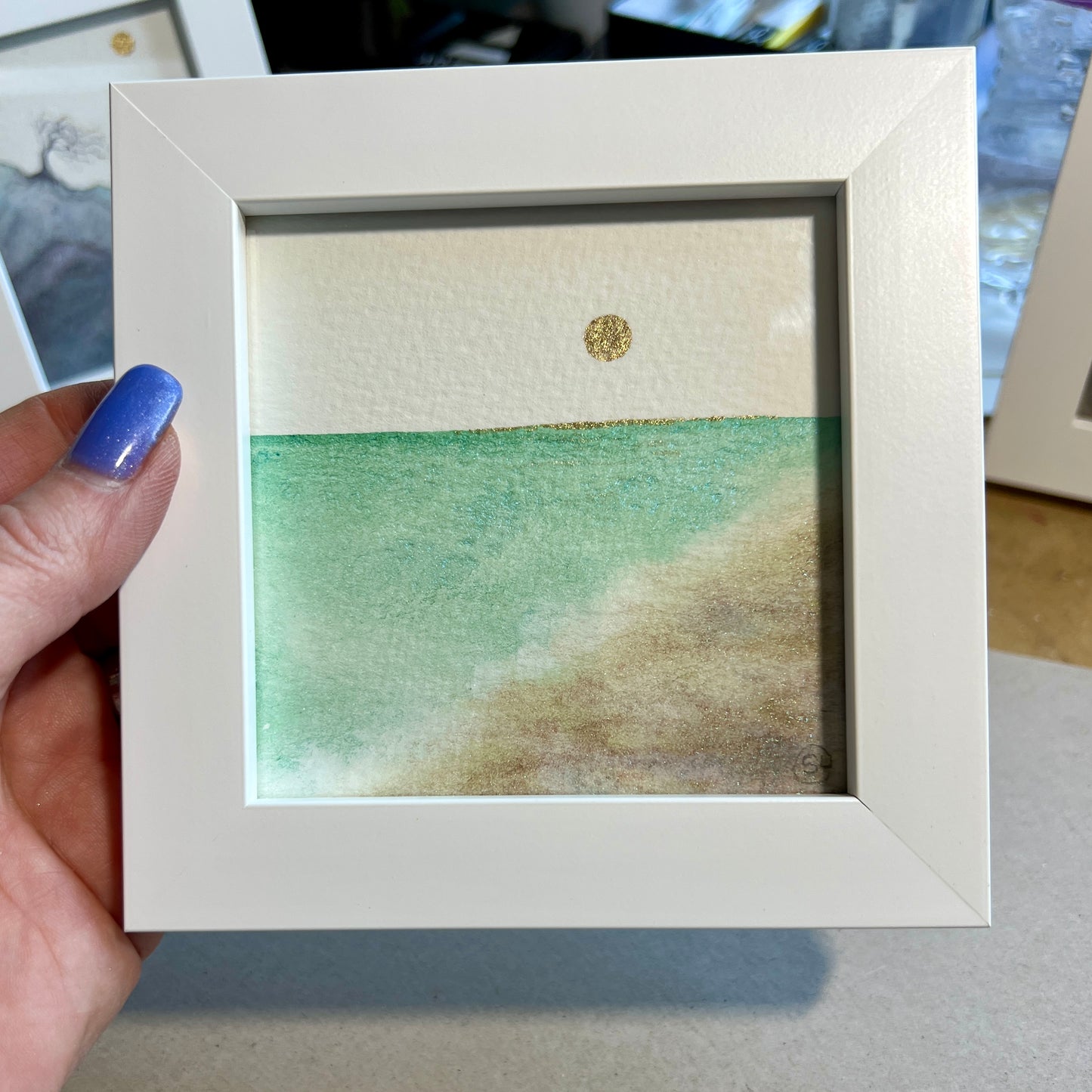 Miniature Framed Seascape/Landscape - 4"x4"