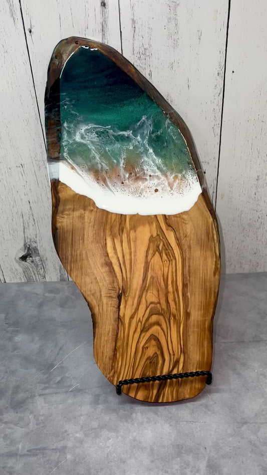 Beach Wave Charcuterie Board - Olive Wood 10”-12” Mediterranean