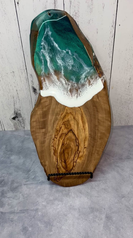 **SOLD** Beach Wave Charcuterie Board - Olive Wood 10”-12” Mediterranean