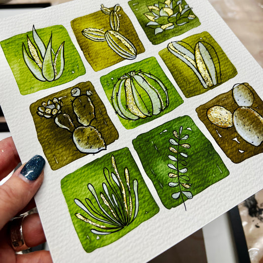 9 Succulents 8x8 Print