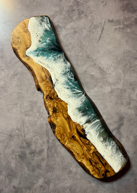 **SOLD** Beach Wave Charcuterie Board - Med/Lg - Narrow Olive Wood
