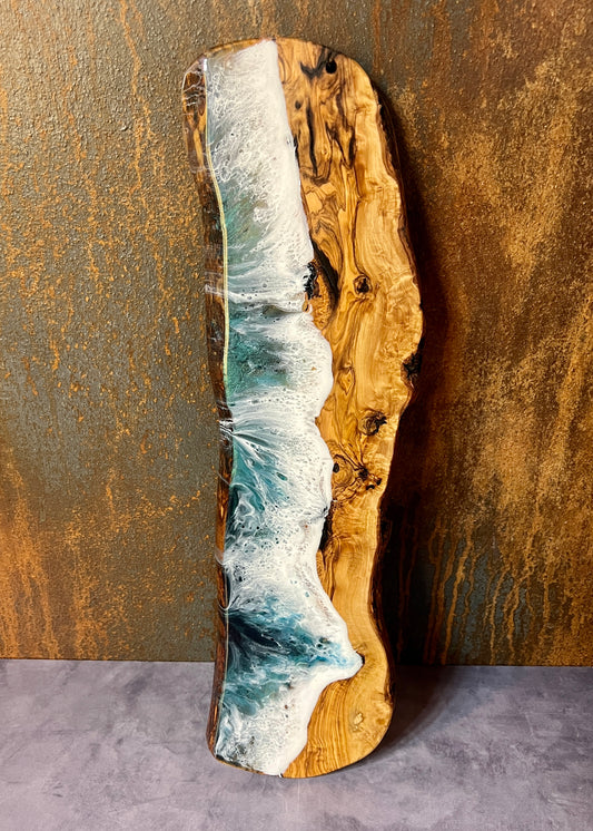 **SOLD** Beach Wave Charcuterie Board - Med/Lg - Narrow Olive Wood