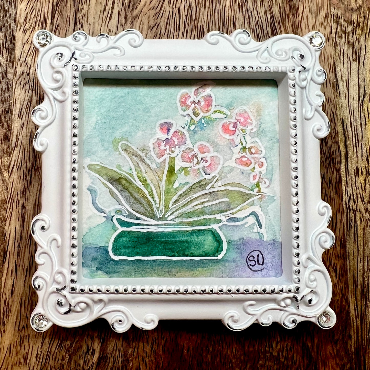 Mini Framed Watercolor Art - Floral 2"x2"